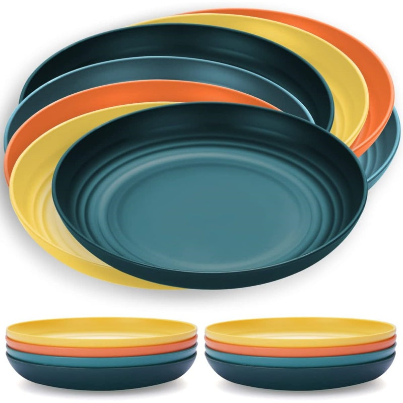 Set of 8 Dinner Plates (23 cm) – Lightweight, Shatterproof, and Reusable; Suitable for Pasta and Dumplings BPA-Free