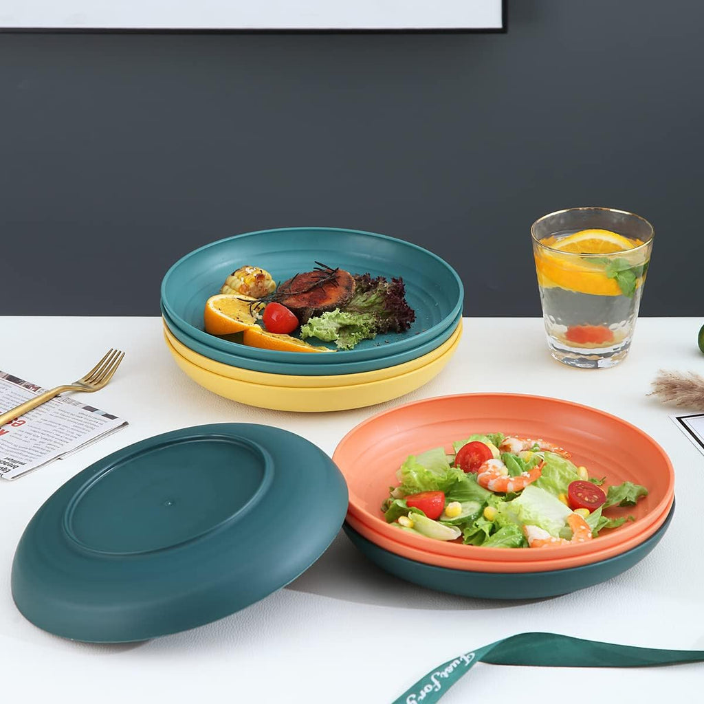 Set of 8 Dinner Plates (23 cm) – Lightweight, Shatterproof, and Reusable; Suitable for Pasta and Dumplings BPA-Free