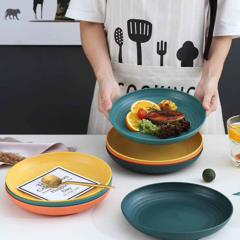 Set of 8 Dinner Plates (23 cm) – Lightweight, Shatterproof, and Reusable; Suitable for Pasta and Dumplings BPA-Free