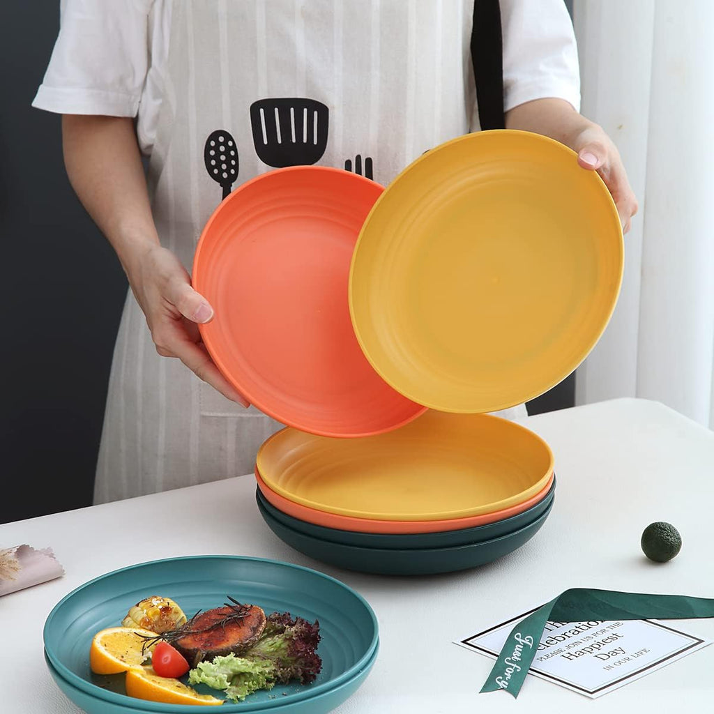 Set of 8 Dinner Plates (23 cm) – Lightweight, Shatterproof, and Reusable; Suitable for Pasta and Dumplings BPA-Free