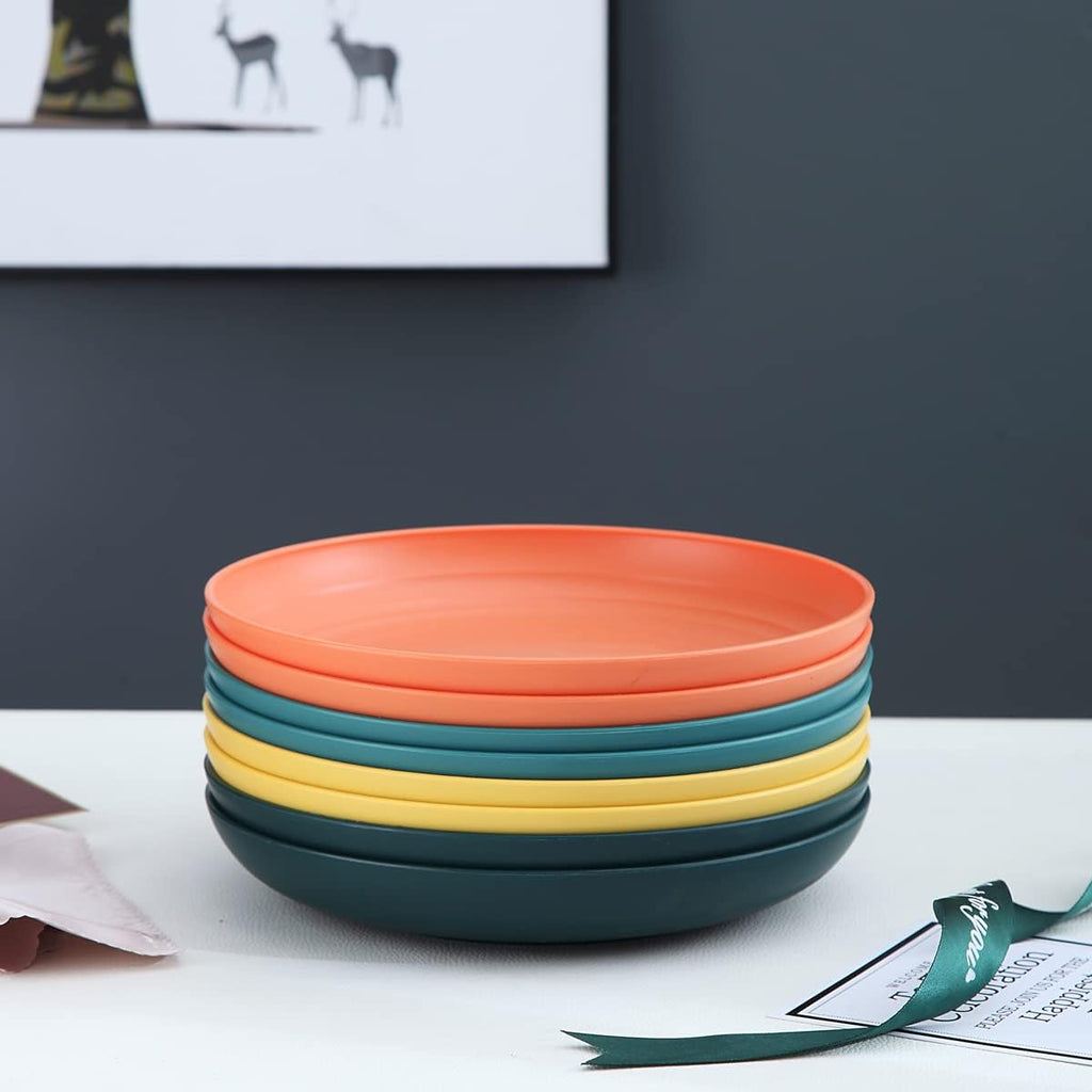 Set of 8 Dinner Plates (23 cm) – Lightweight, Shatterproof, and Reusable; Suitable for Pasta and Dumplings BPA-Free