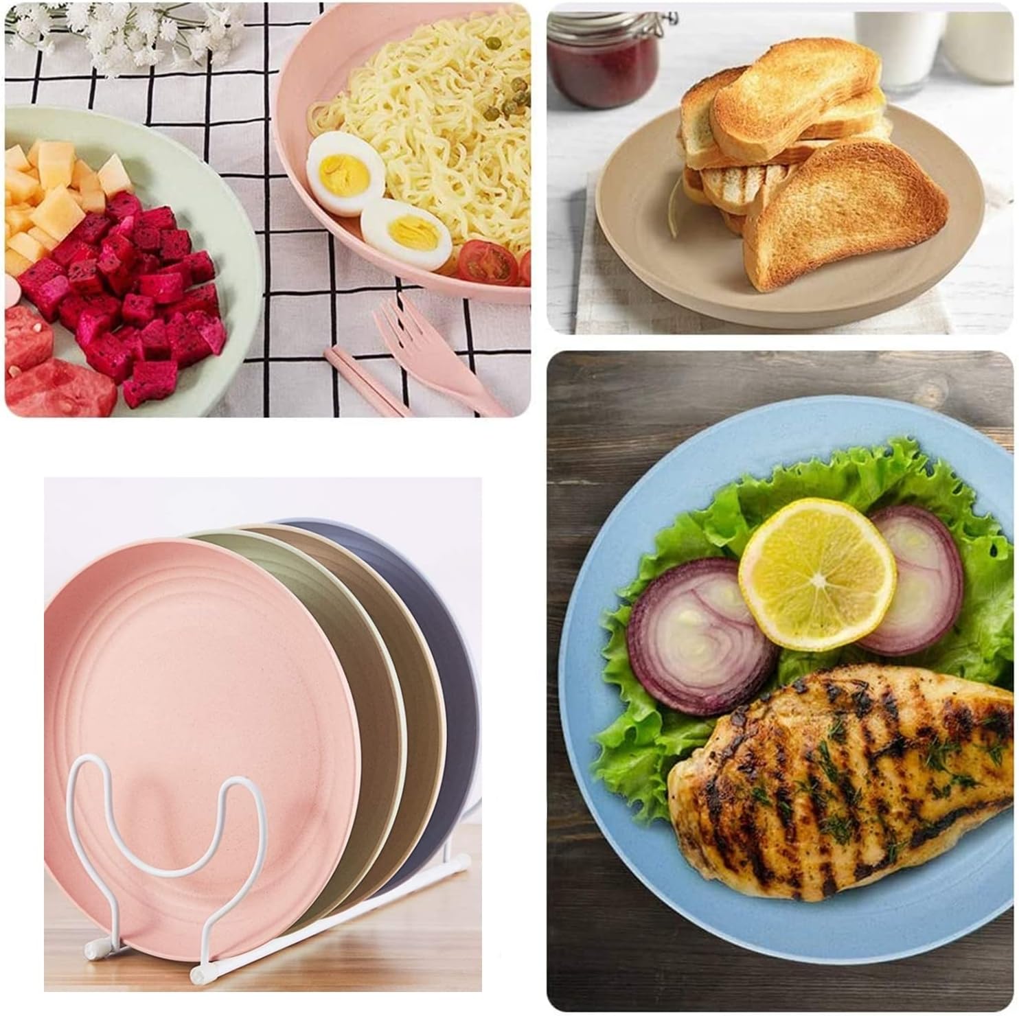 Lightweight Plastic Plates 8 Pieces 20 cm Large Dinner Plate Set | Unbreakable Reusable