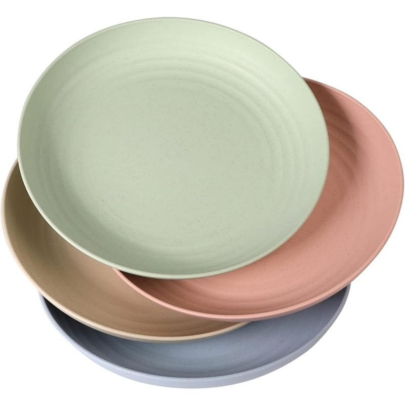 Set of 4 Lightweight Plastic Dinner Plates (23 cm) | Unbreakable, Reusable, Non-toxic
